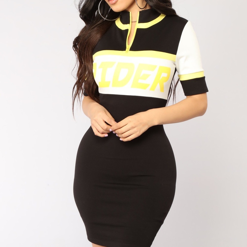 Fashion Nova Yellow Colorblock Dress